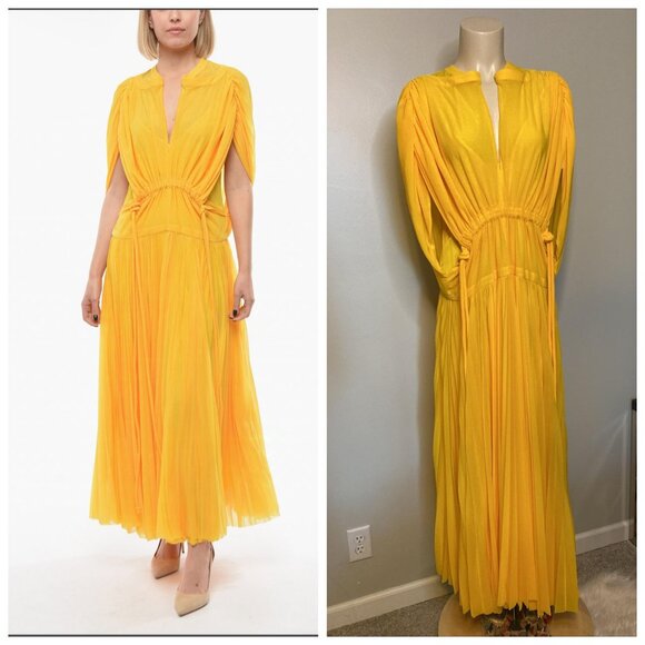 Proenza Schouler Dresses & Skirts - PROENZA SCHOULER SHEER DRESS WITH CAPE SLEEVES AND PLEATED SKIRT